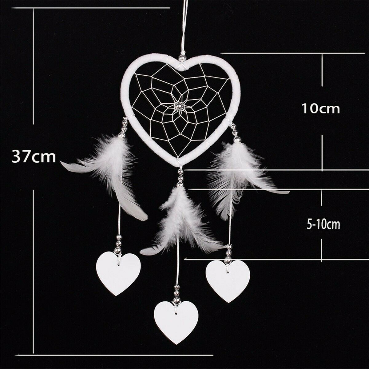Handmade Heart Dream Catcher With Feather Wall Car Home Hanging Decor Ornament