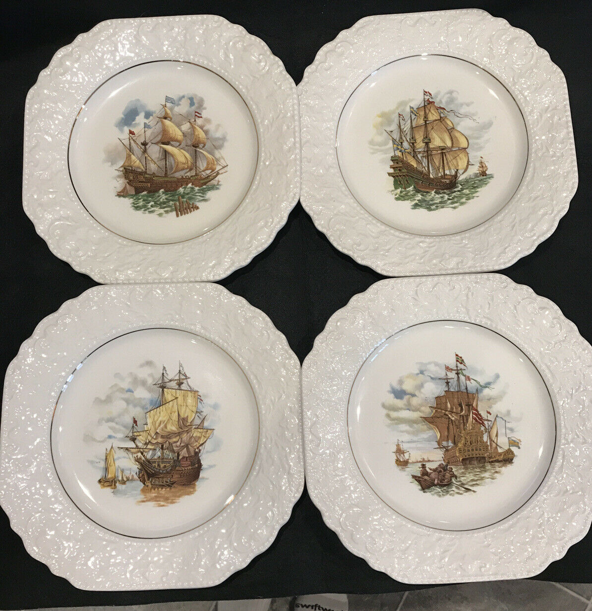 Lord Nelson Pottery Vtg Mayflower Clipper Ship Plates Handcrafted In England