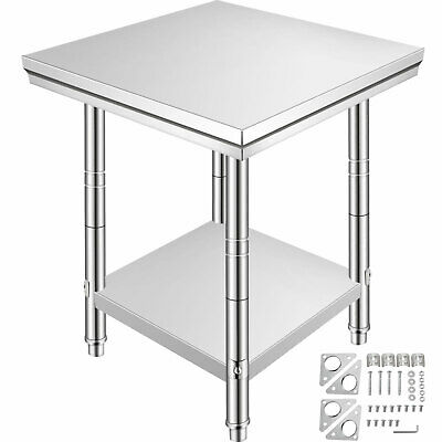 24"x24" Adjustable Work Prep Table Undershelf Restaurant Indoor Stainless Steel