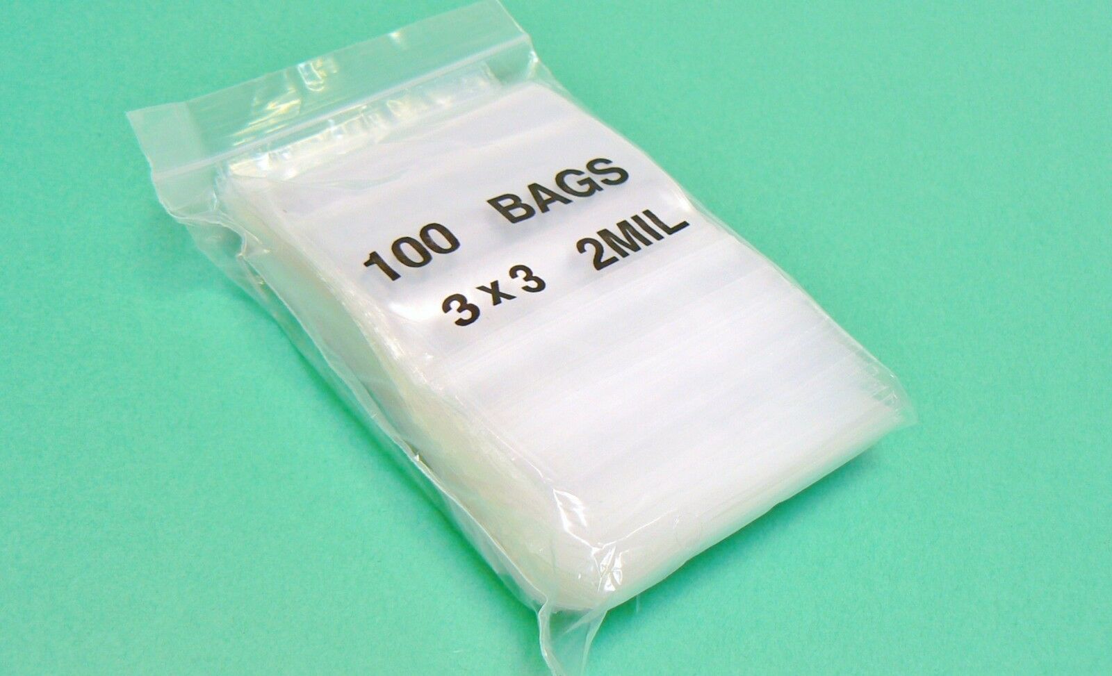 100 Zip Seal Lock Bags 2mil Clear 3x3  Reclosable Poly Zip Slide 3" X 3" Baggies