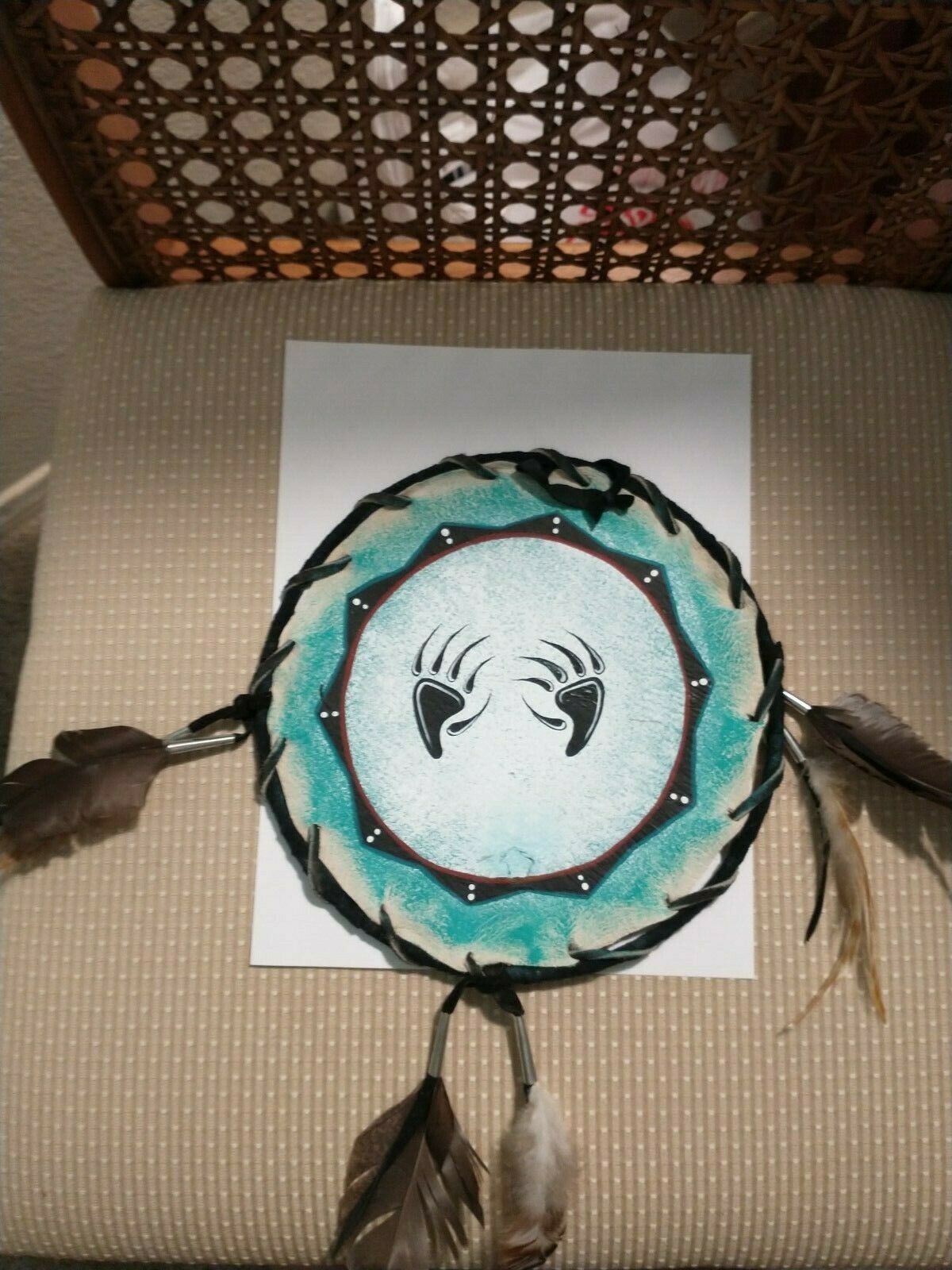 Navajo Dream Catcher Bear Paws Signed And Dated.hand Made