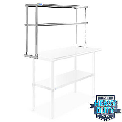 Stainless Steel Commercial Wide Double Overshelf 12" X 48" - For Prep Table
