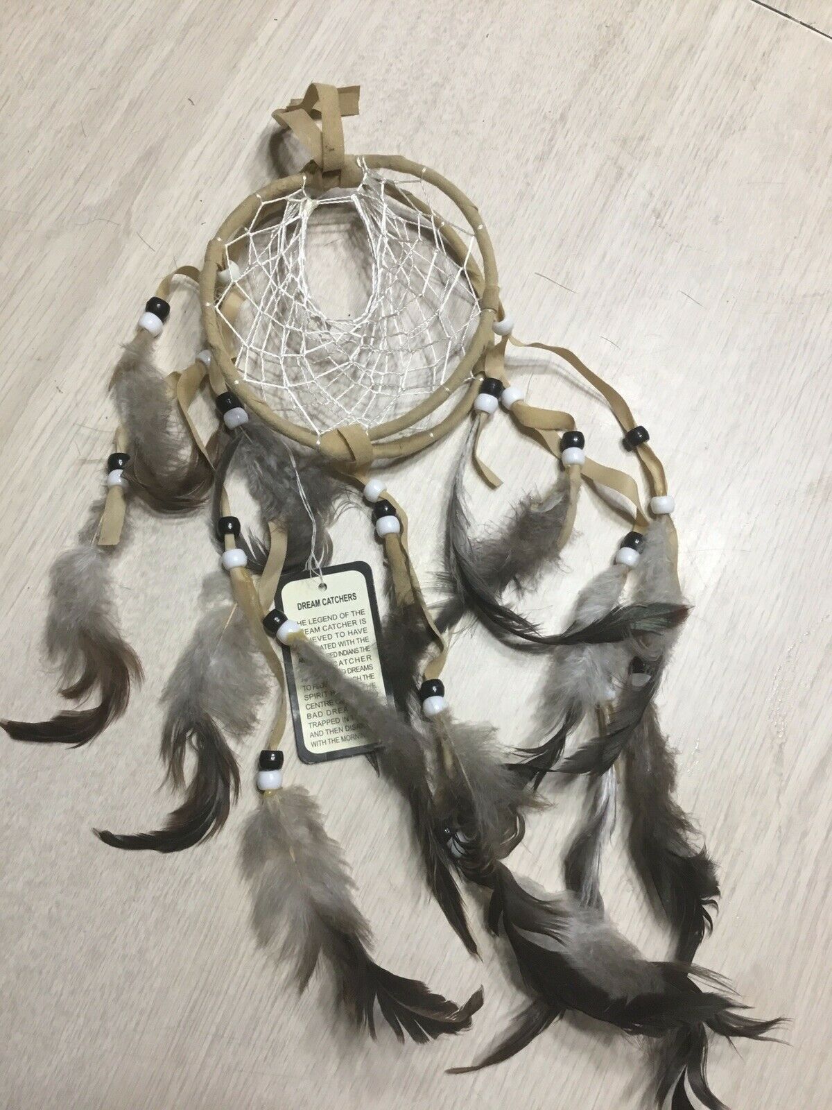 Dream Catcher 4” Diam, New Never Displayed Double Ring Lovely Feathers, Beads